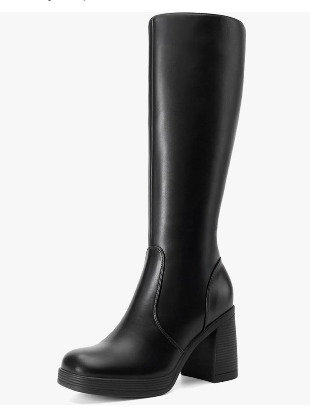 Dream Pairs Black Over-the-Knee Platform Block Heel Boots
